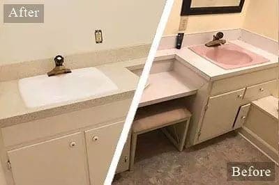 Sink & Vanity Resurfacing in Raleigh & Charlotte (before/after)