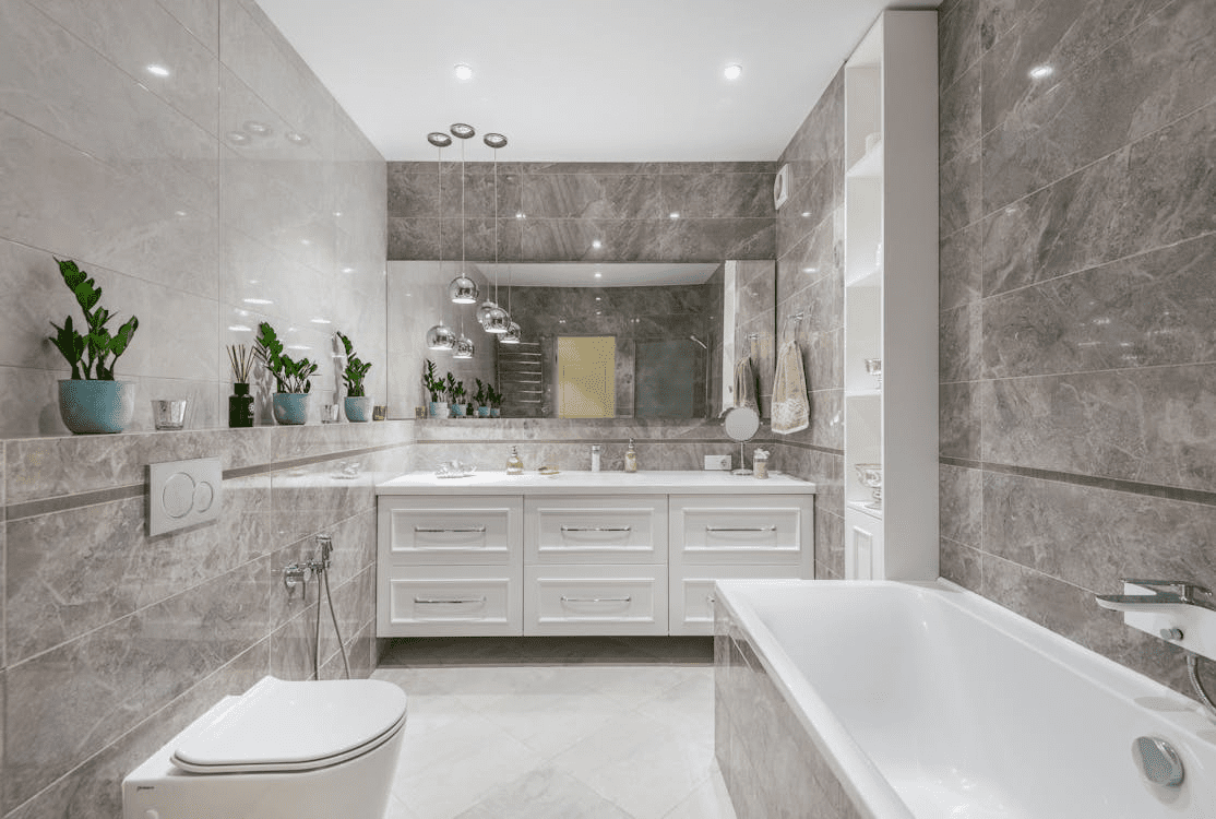 Modern Bathroom With Marble Tiles